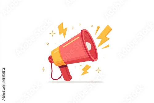 Vibrant, cartoonish megaphone graphic