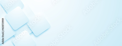 Soft, layered light blue rectangles create a calming abstract background with subtle depth and texture.