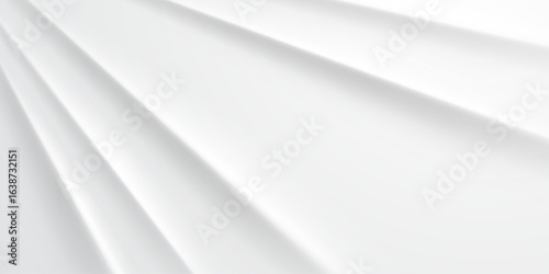 White abstract background with soft folds and subtle shadows creating a sense of depth and texture.