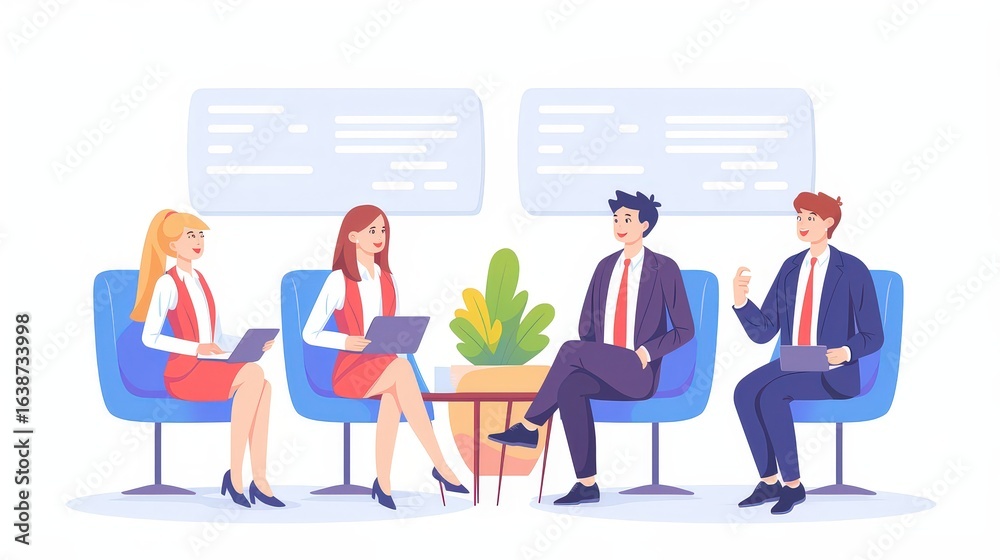 Obraz premium Flat vector hand-drawn illustration of personnel cond