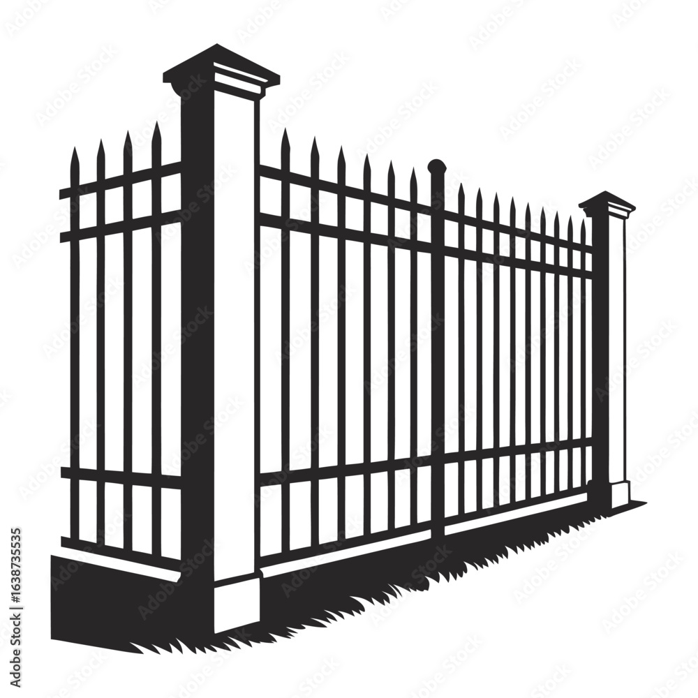 Minimalist black fence icon silhouette with bold thick outline. Minimalist black fence icon silhouette with bold thick outline.