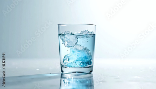 Wallpaper Mural Surreal Duality Glass of Water Half Frozen Ice, Half Liquid Ripple on Clean White Background – Hyper-Realistic  for Luxury, Conceptual, and Minimalist Design Torontodigital.ca