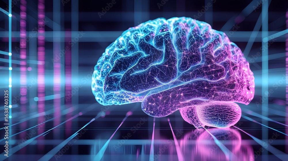 Fototapeta premium Futuristic brain network neon
