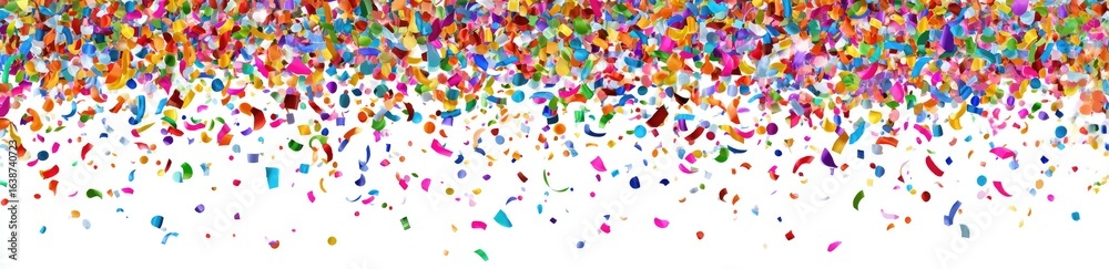 Obraz premium Colorful confetti falling on white background