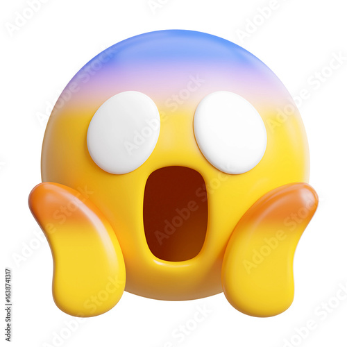 Screaming in Fear Emoji 3d – Horror & Fright Emoticon with Scared Face, Transparent PNG