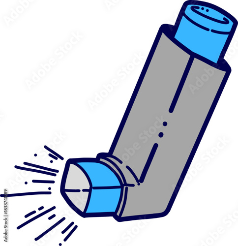 Asthma inhaler vector illustration. Flat design. Asthma inhaler vector icon. Lung inhaler, puffer