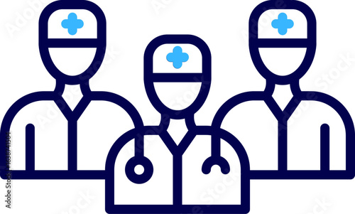 Doctors with medical team. In a hospital setting, various characters are at work, including nurses, doctors and all medical personnel standing together as a team. healthcare workers standing together