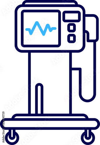 vector illustration of a medical ventilator. Ventilator Machine Coronavirus Icon. Ventilator Coronavirus COVID-19 Icon. Medical device, medical equipment, healthcare, hospital equipment. 