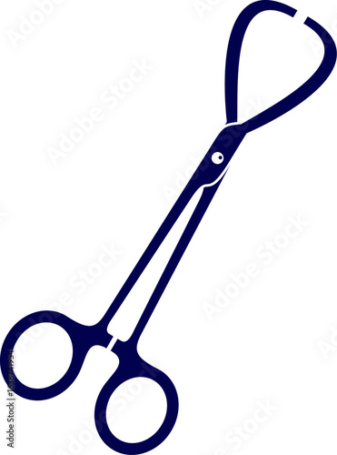 Vector of surgical forceps on white background. A simple graphic icon representing a pair of crossed surgical forceps or medical tongs. Pair of Kelly Forceps Flat Vector Icon for Surgical Use