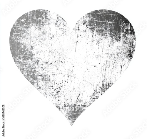 Grayed heart with distressed texture