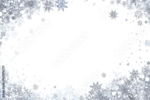 Winter frame of delicate snowflakes