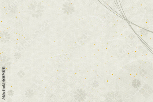 金粉が舞う和柄模様のベージュの和紙素材
