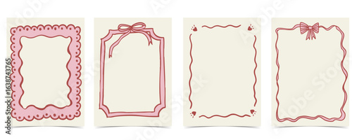 whimsical bow frame with pastel color art coquette style for kid and young birthday card template