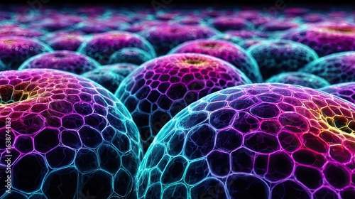 Puffy puffiness with circles and look concept. Abstract representation of colorful microbial cells in a pattern.
