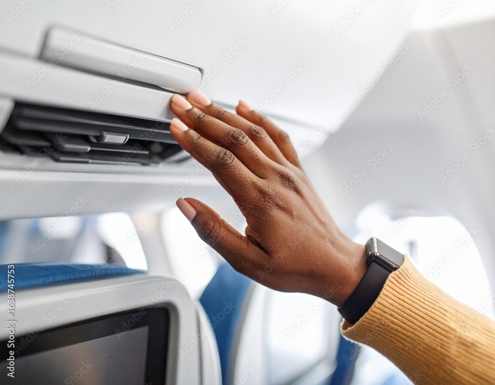 Naklejka premium Passenger Adjusting Airplane Ventilation System