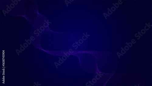 Vector abstract dynamic, wave - flow mesh particles pattern and dot on dark blue background. Illustration design futuristic, network technology background. Modern digital datum and science concept