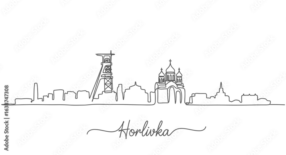 Fototapeta premium Horlivka Skyline Ukraine city view Minimal art.