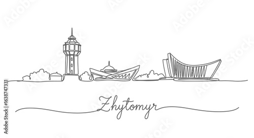 Zhytomyr skyline City outline Ukraine.