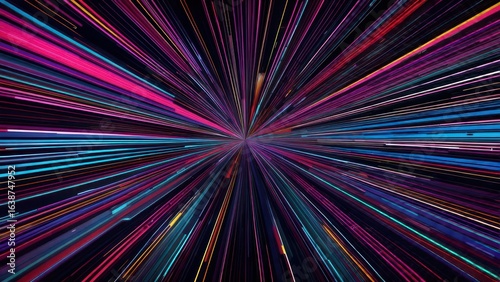 Radiant Hyperspeed: A Vivid Explosion of Neon Pink and Blue Light Streaks