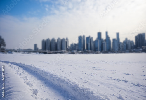 winter cityscape with snowy...