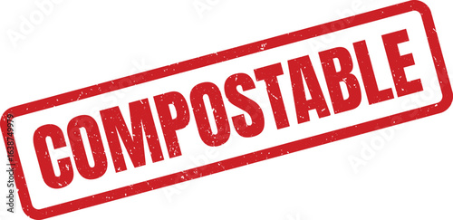 Grunge red stamp with text compostable across