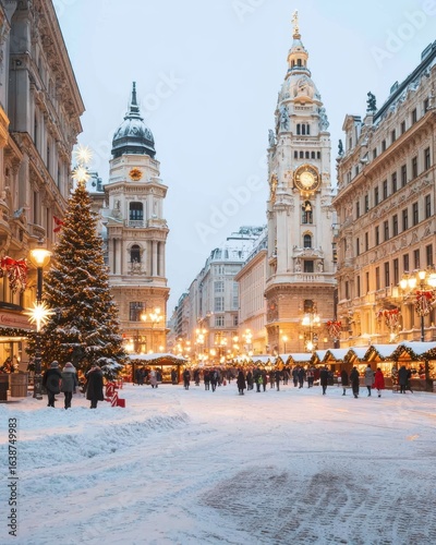 Festive vienna winter scene christmas market.