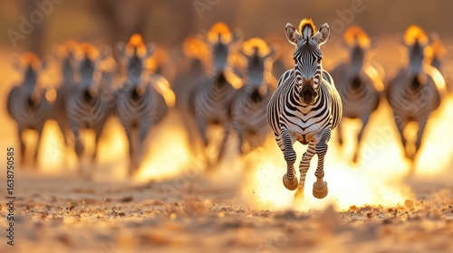Golden hour zebras in motion a stunning wildlife capture.