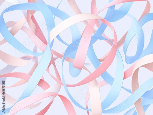 Abstract ribbons, pastel colors, light background