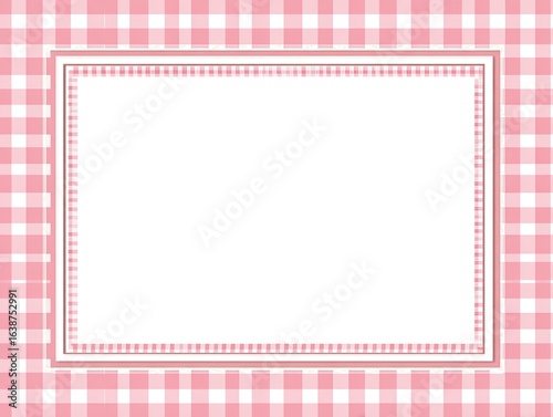 Pink gingham frame with white background