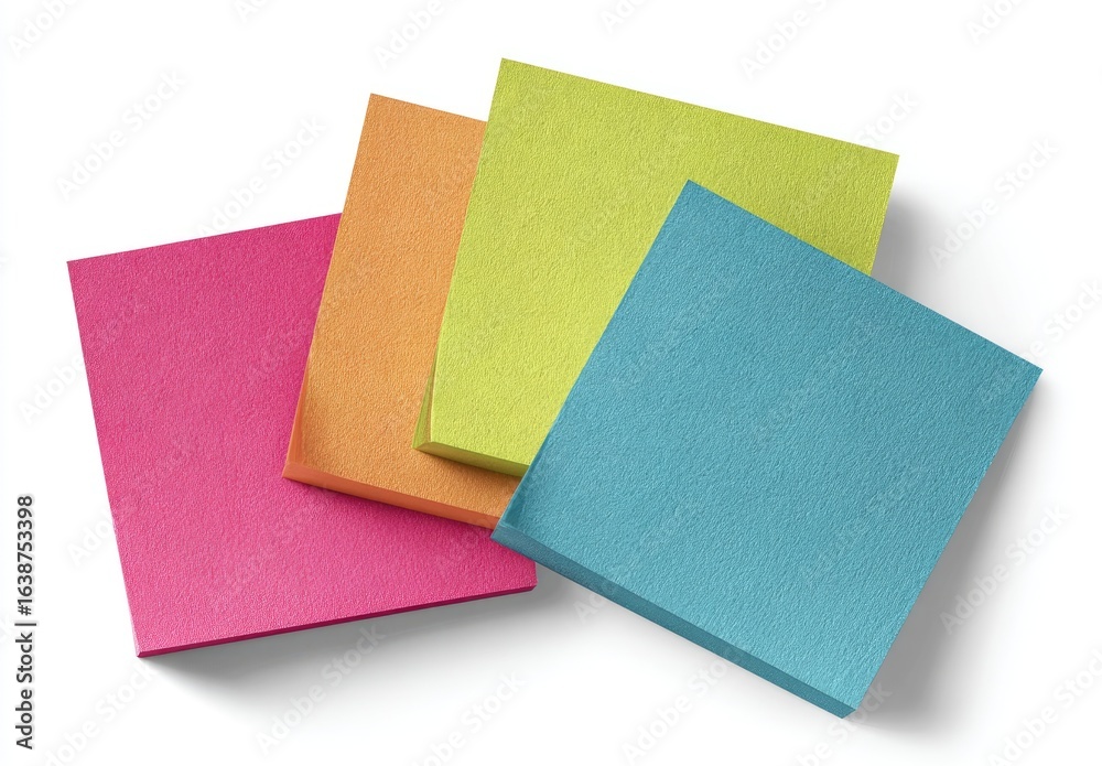 Four colorful sticky notes arranged in a group Four colorful sticky notes arranged in a group