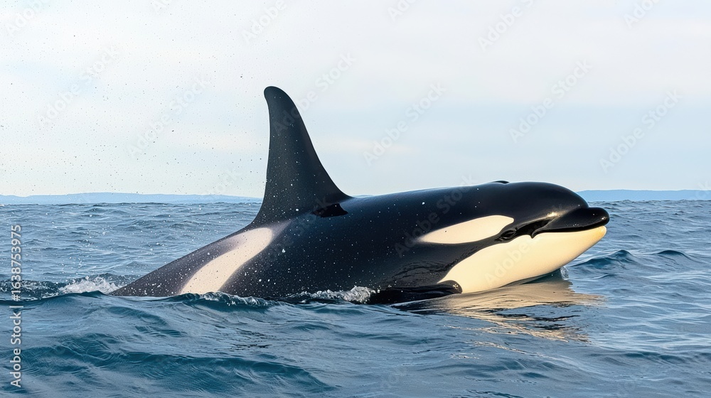 Fototapeta premium Orca surfacing ocean wildlife photography.