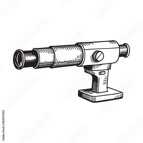 Vintage Hand Drawn Monocular Telescope Illustration