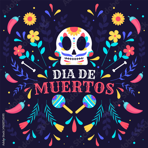 illustration flat design for celebrate dia de muertos