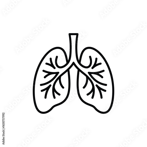 Simple line art icon of human lungs and bronchial tubes