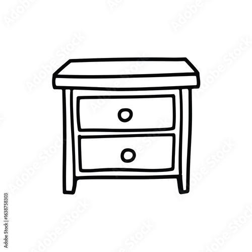 Simple hand drawn sketch of a two drawer nightstand or side table