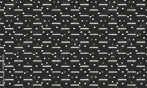 Abstract monochrome seamless pattern with geometric shapes, Minimalist background inspired by piano keys and digital data streams