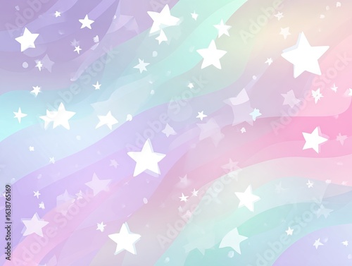 Pastel-colored, swirling background with scattered stars