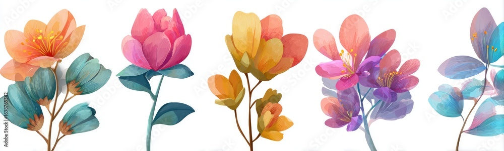 Fototapeta premium Watercolor-style floral arrangement