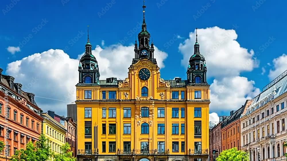Stunning Yellow Building in Stockholm's Cityscape Stunning Yellow Building in Stockholm's Cityscape