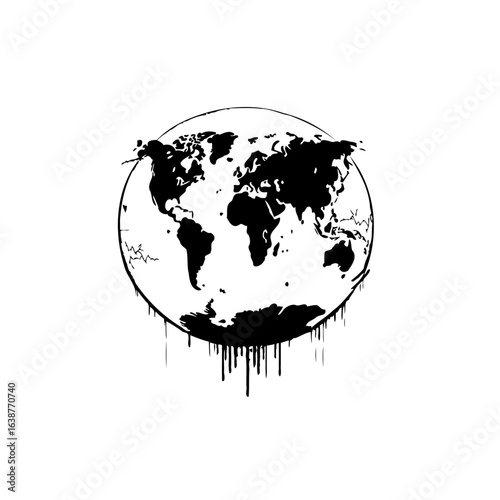 Distressed Earth Globe: A Symbolic Representation of Environmental Challenges and Global Issues