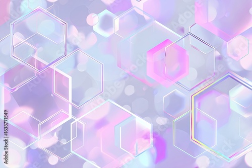 Abstract background of overlapping translucent hexagons in pastel colors (1)