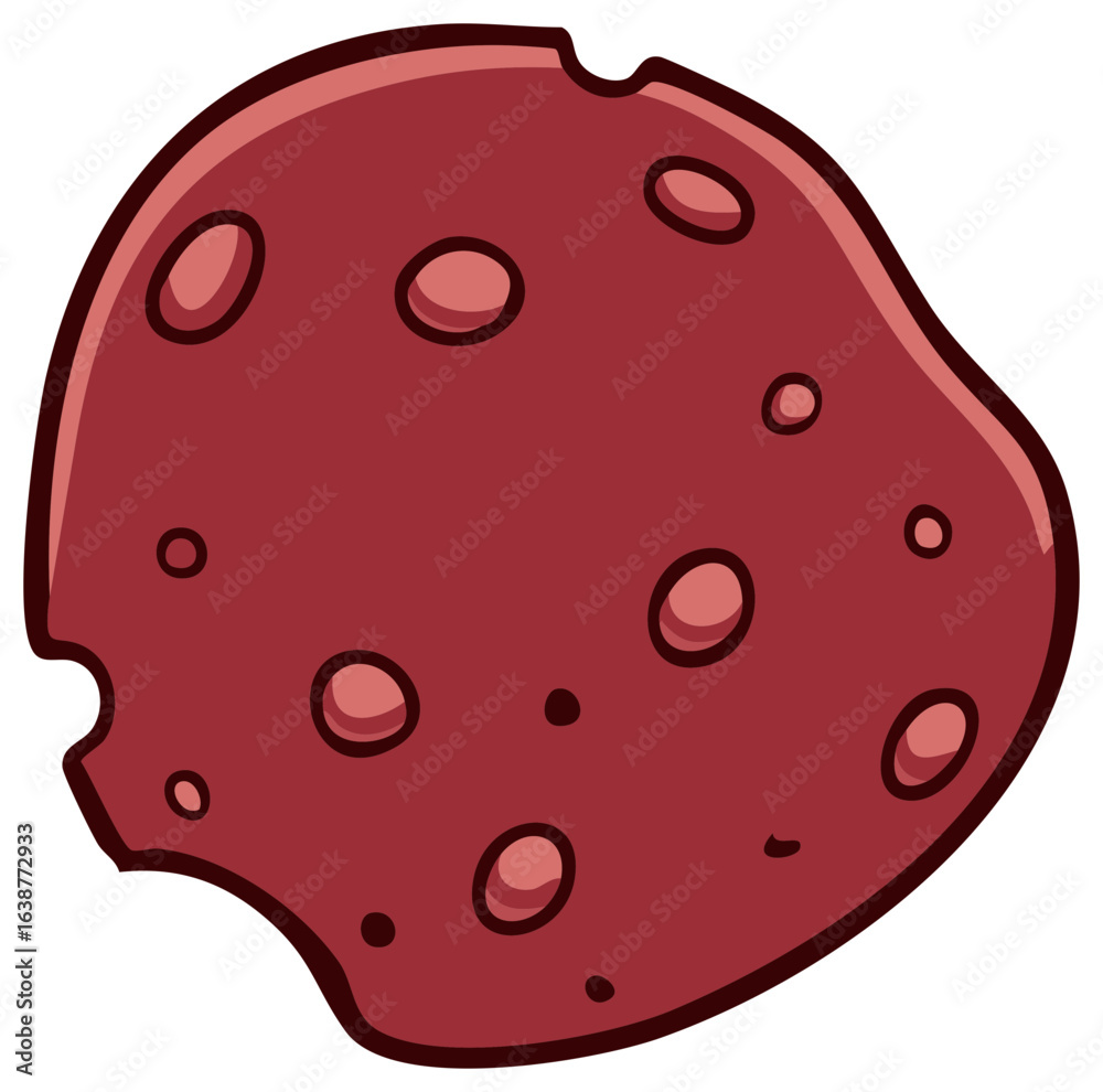 Fototapeta premium Cartoon Bitten Porous Reddish Brown Object with Multiple Irregular Holes Graphic