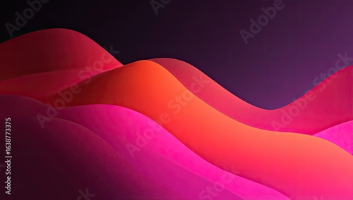 Abstract pink and orange waves, dark background, digital art, website header