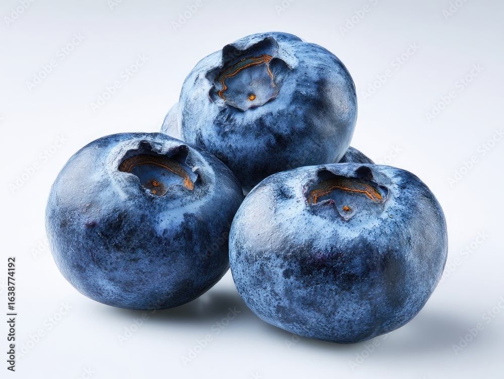 Obraz premium Close-up of three blueberries