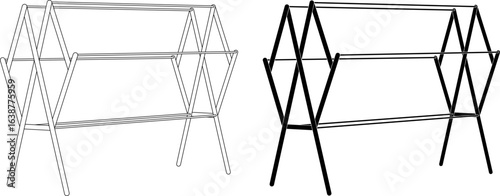 outline silhouette Clothes horse,clothes rack, drying horse icon set