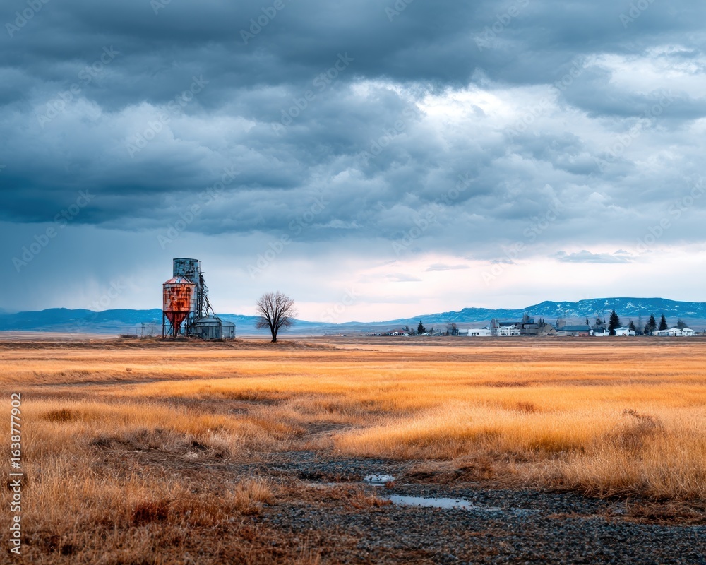 Fototapeta premium Rural landscape under stormy sky (1)