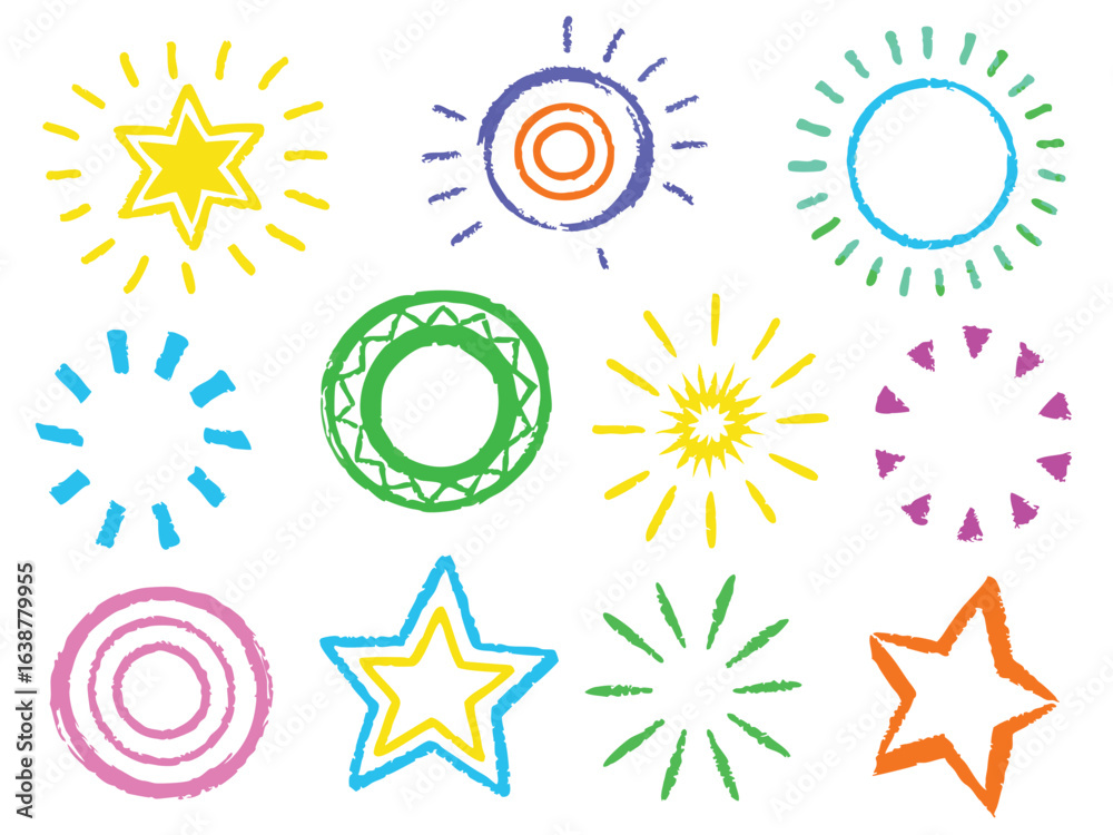 Fototapeta premium Vector set of abstract sun icons and summer symbols