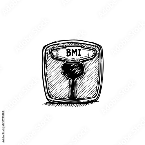 Vintage BMI scale illustration for health and wellness concepts, dietary concerns