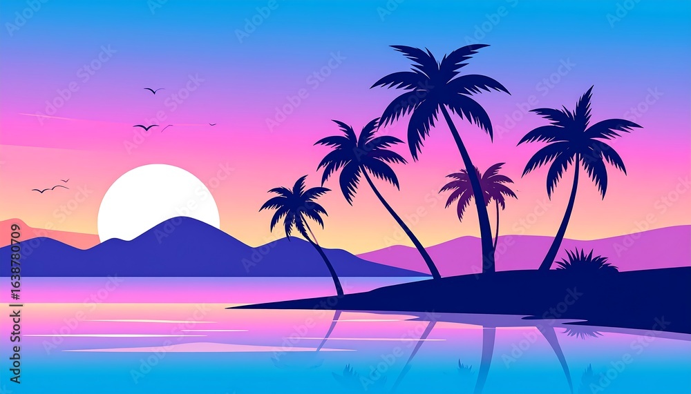 Obraz premium Tropical island sunset landscape