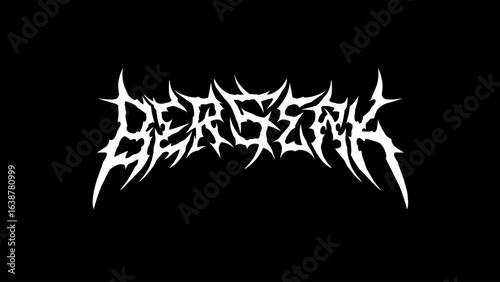 Berserk metal typography vector with sharp spiked lettering. perfect for band logos, heavy merch, or extreme music artwork